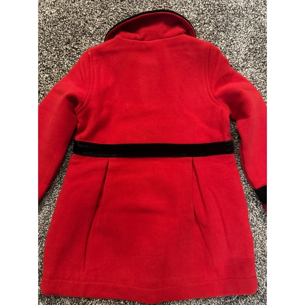 Gymboree Girls Crimson Red Velvet Trim Wool Blend Dress Coat 4T 3056259 New